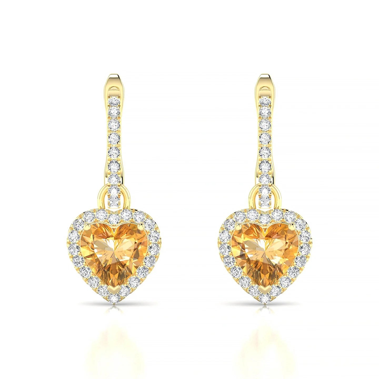 Sunrise | 18k Yellow Gold 6 mm Heart Citrine Earrings