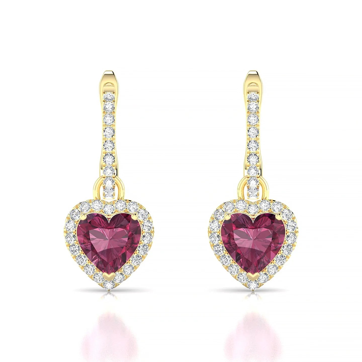 Sunrise | 18k Yellow Gold 6 mm Heart Rhodolite Earrings