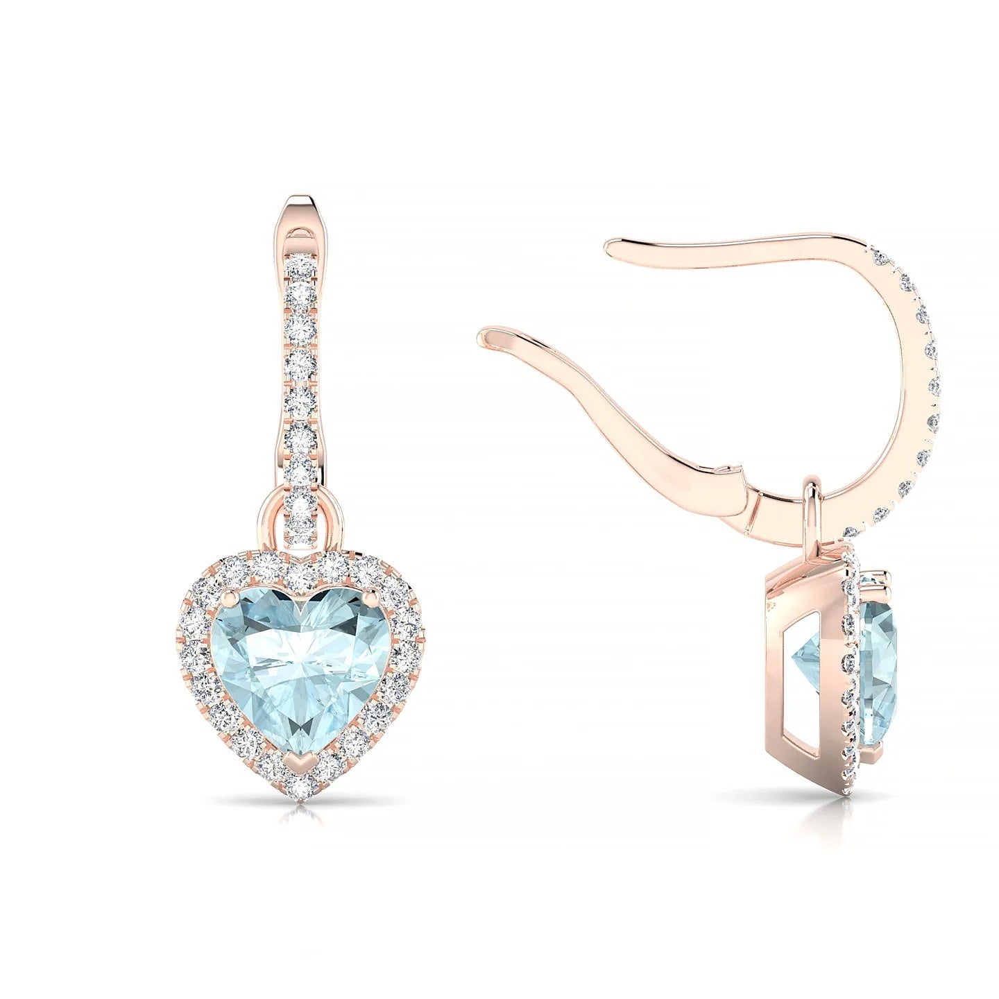 Sunrise | 18k Rose Gold 6 mm Heart Aquamarine Earrings