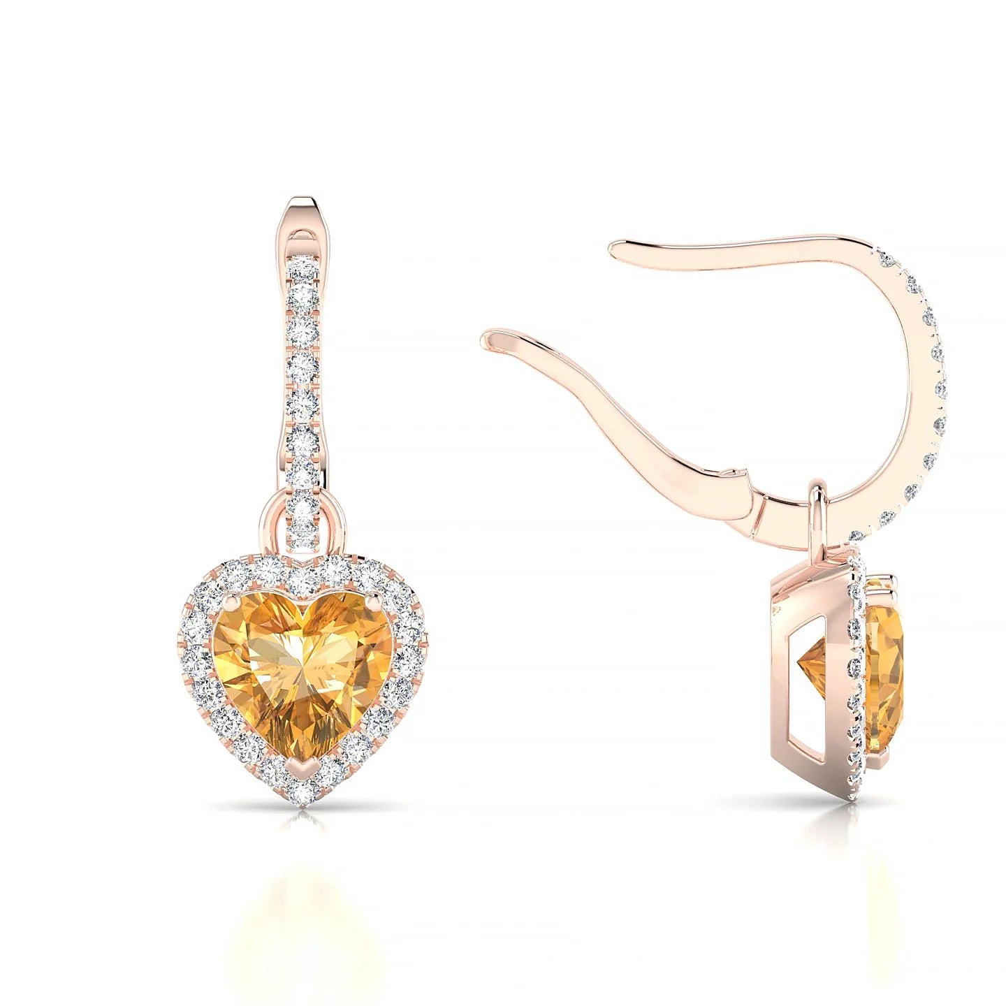 Sunrise | 18k Rose Gold 6 mm Heart Citrine Earrings