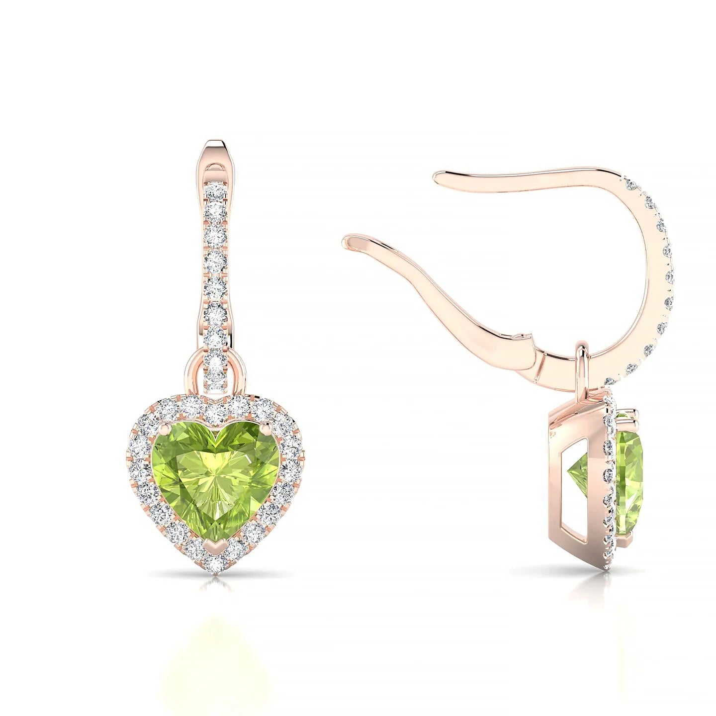 Sunrise | 18k Rose Gold 6 mm Heart Peridot Earrings