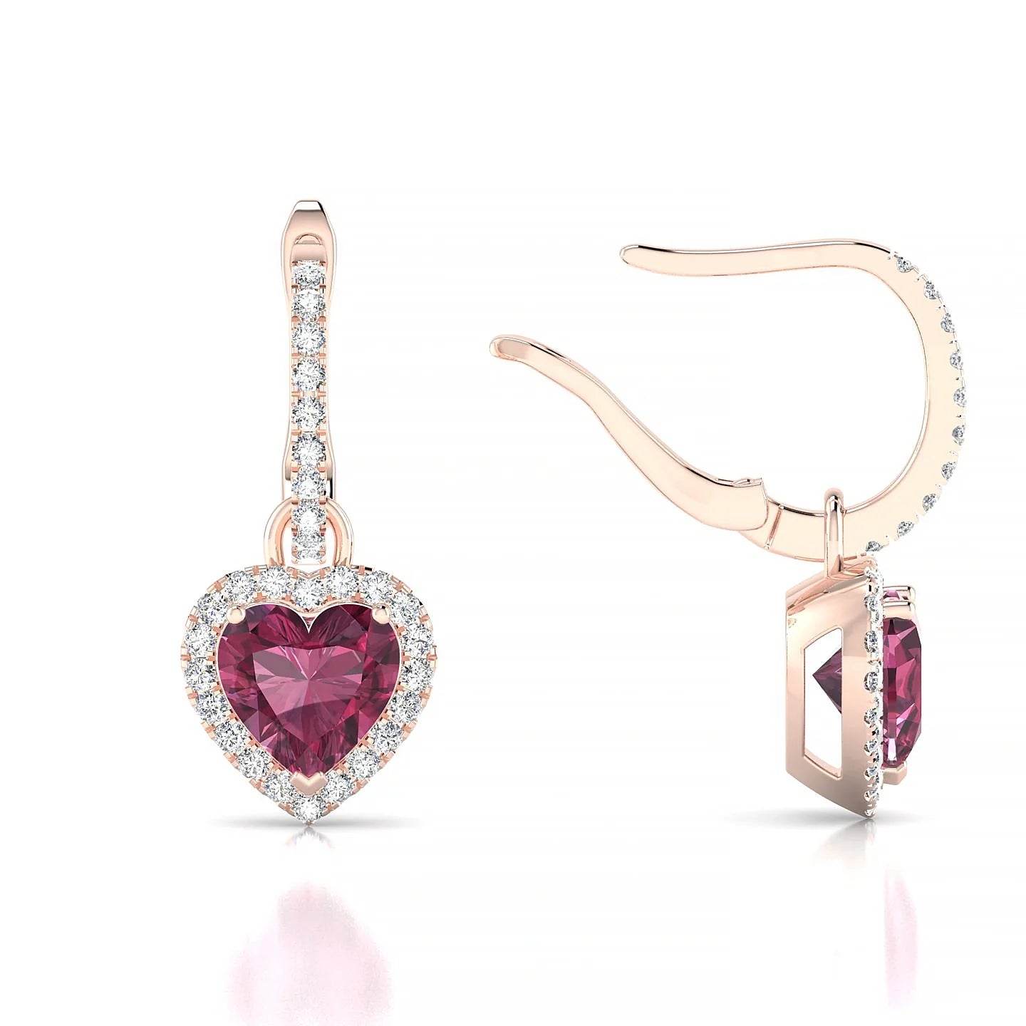 Sunrise | 18k Rose Gold 6 mm Heart Rhodolite Earrings
