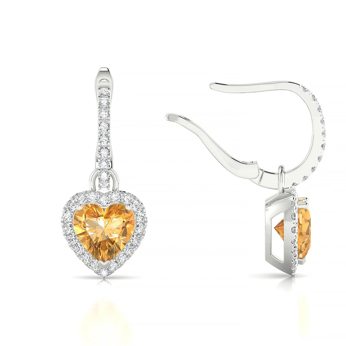Sunrise | 18k White Gold 6 mm Heart Citrine Earrings