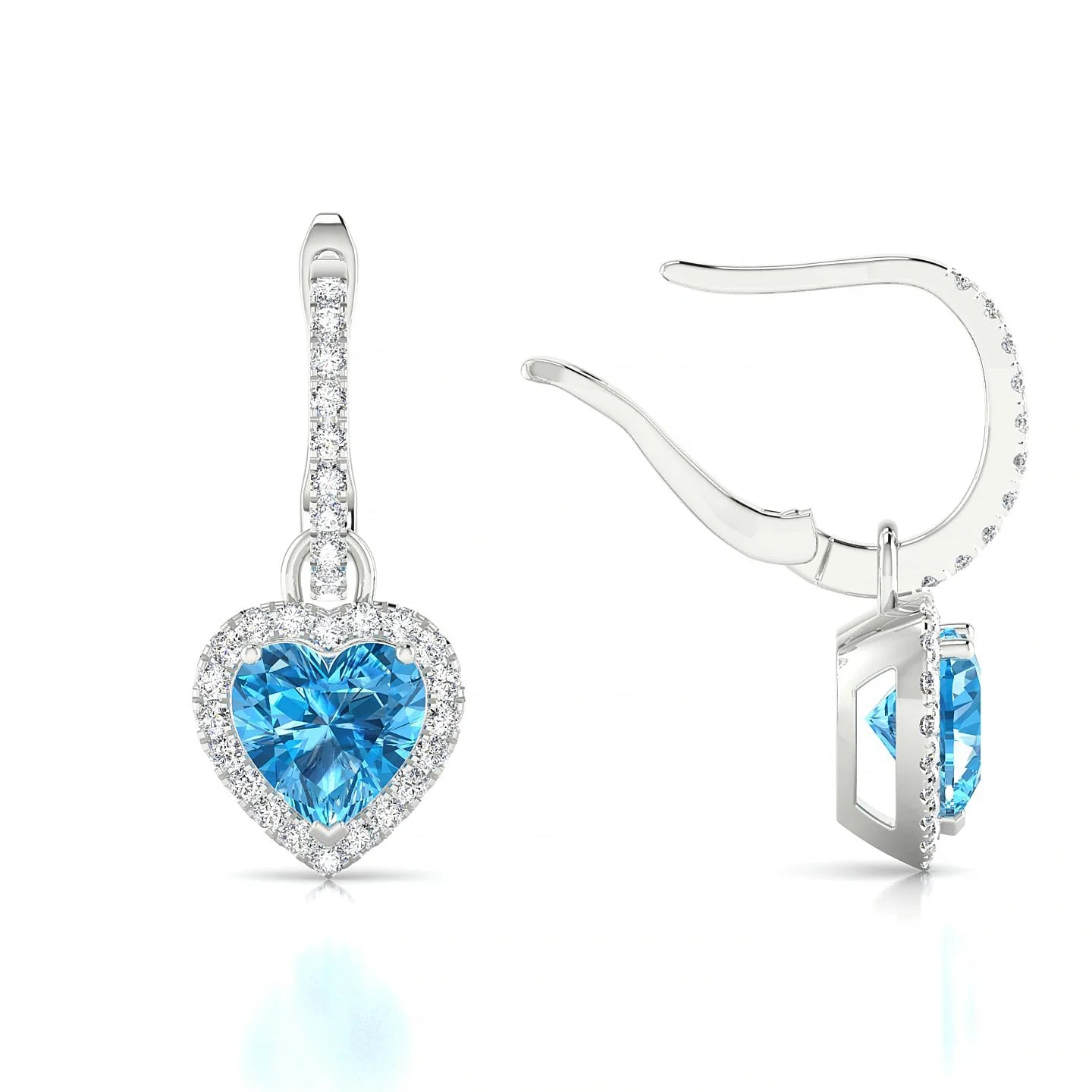 Sunrise | 18k White Gold 6 mm Heart Topaz Earrings
