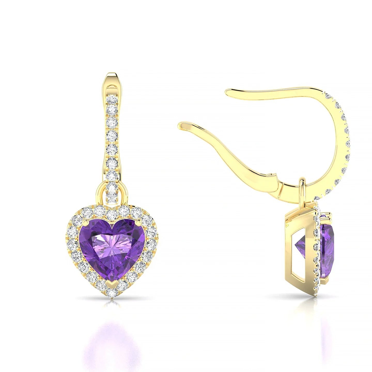 Sunrise | 18k Yellow Gold 6 mm Heart Amethyst Earrings