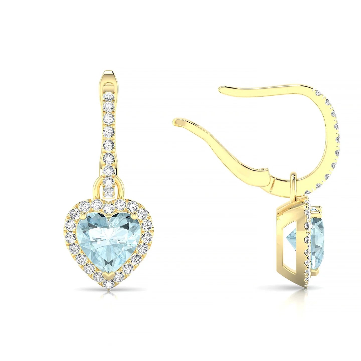 Sunrise | 18k Yellow Gold 6 mm Heart Aquamarine Earrings