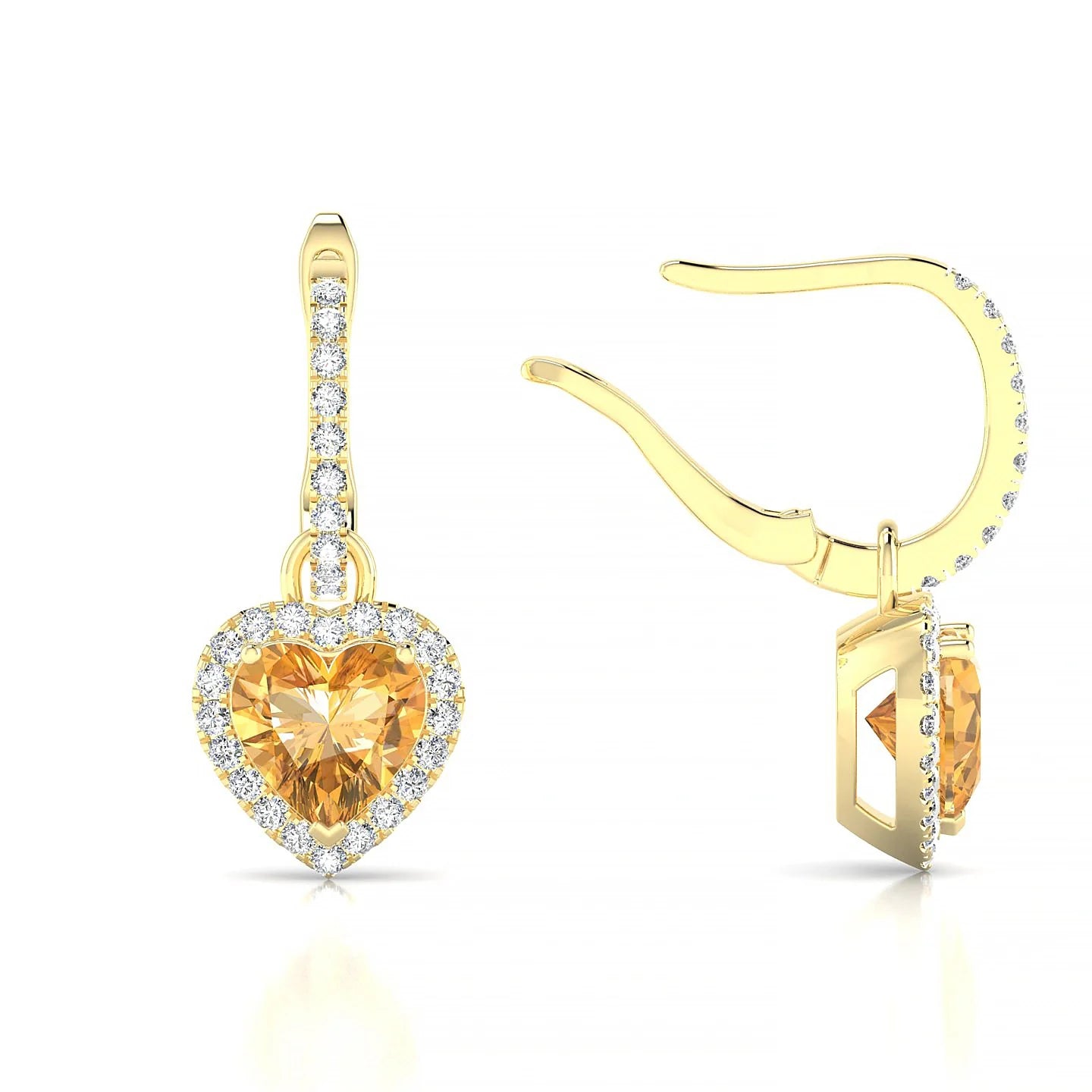 Sunrise | 18k Yellow Gold 6 mm Heart Citrine Earrings