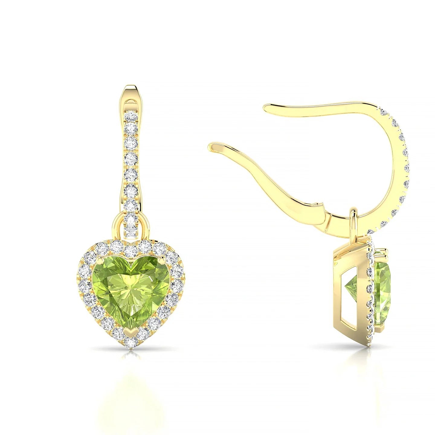 Sunrise | 18k Yellow Gold 6 mm Heart Peridot Earrings