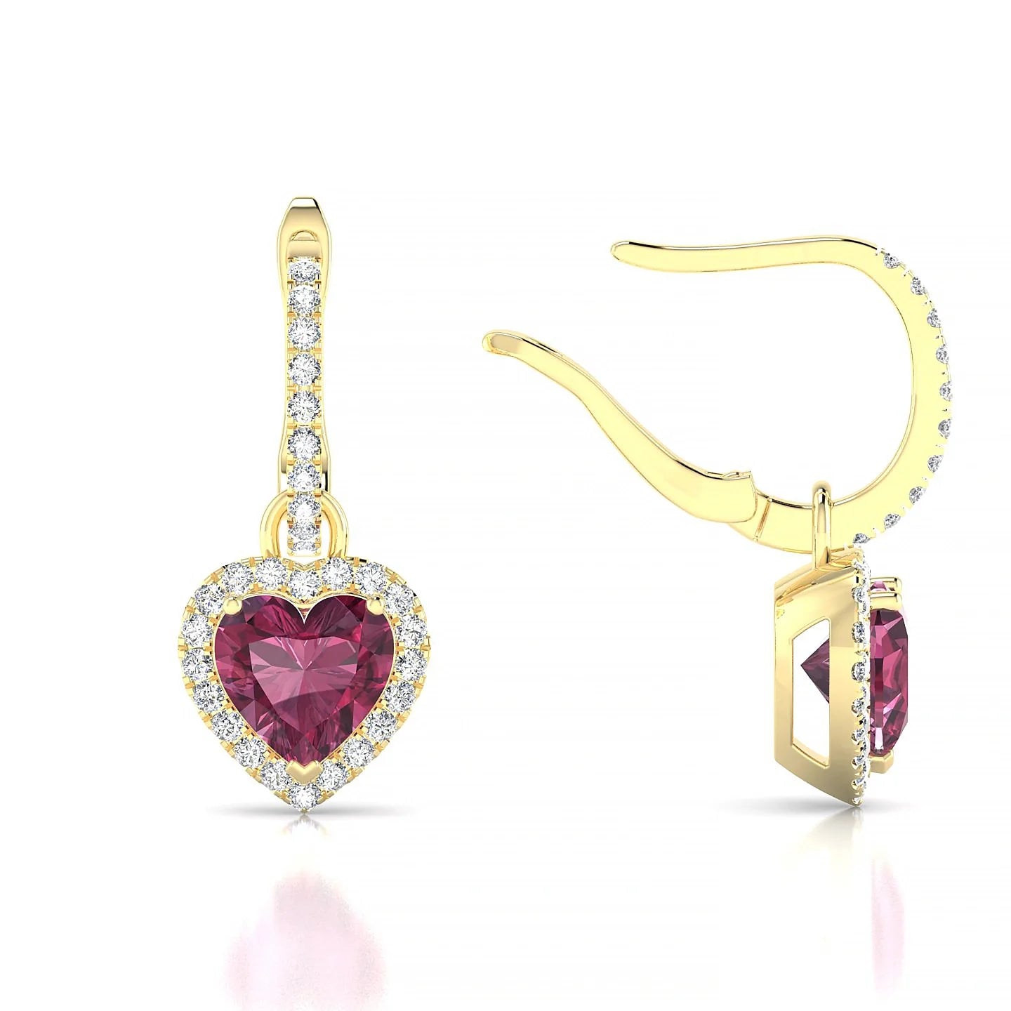 Sunrise | 18k Yellow Gold 6 mm Heart Rhodolite Earrings