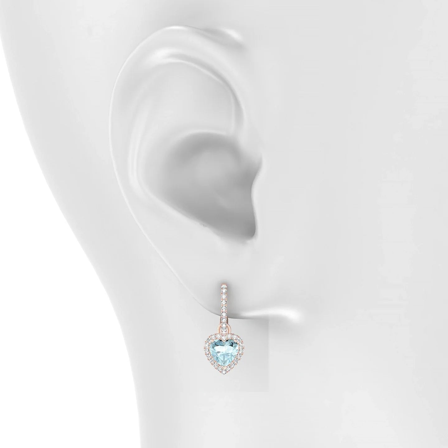 Sunrise | 18k Rose Gold 6 mm Heart Aquamarine Earrings