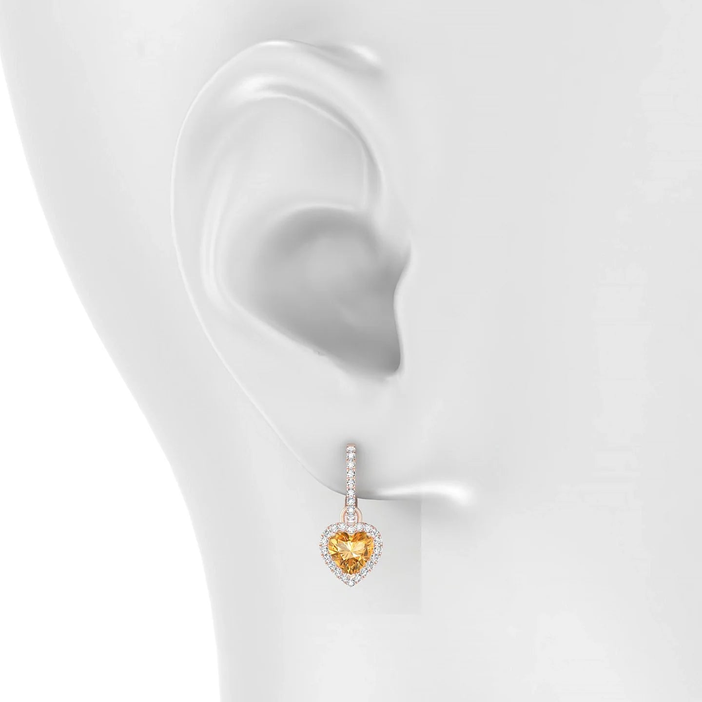 Sunrise | 18k Rose Gold 6 mm Heart Citrine Earrings