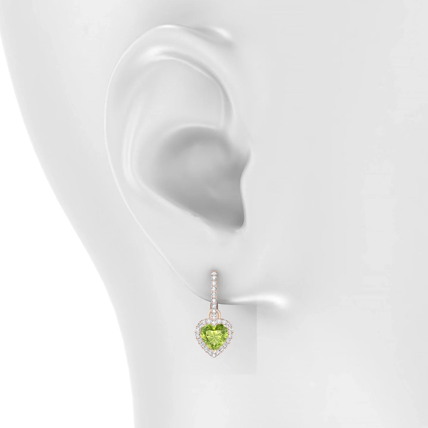 Sunrise | 18k Rose Gold 6 mm Heart Peridot Earrings