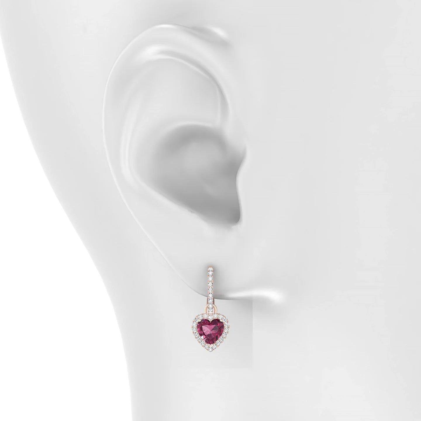 Sunrise | 18k Rose Gold 6 mm Heart Rhodolite Earrings