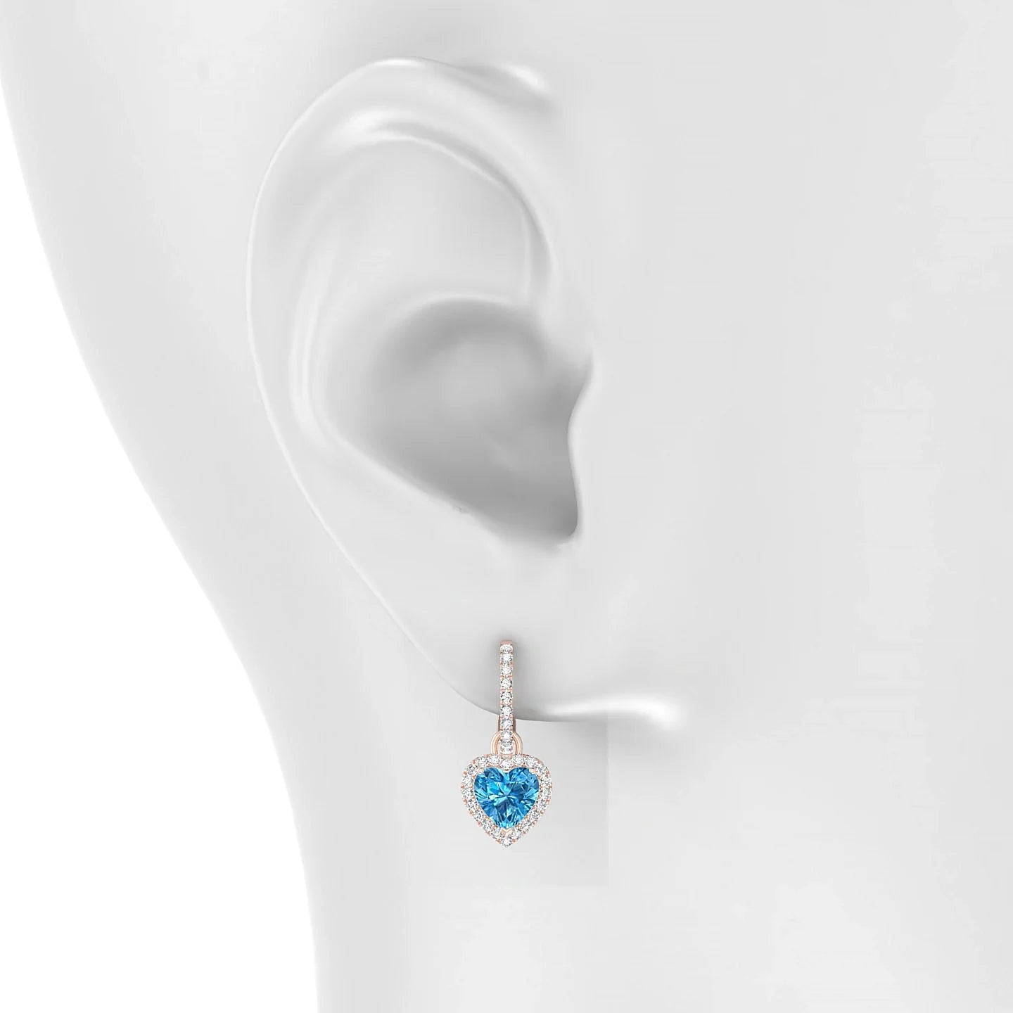 Sunrise | 18k Rose Gold 6 mm Heart Topaz Earrings