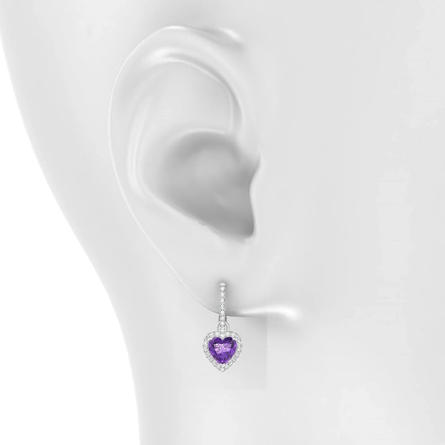 Sunrise | 18k White Gold 6 mm Heart Amethyst Earrings