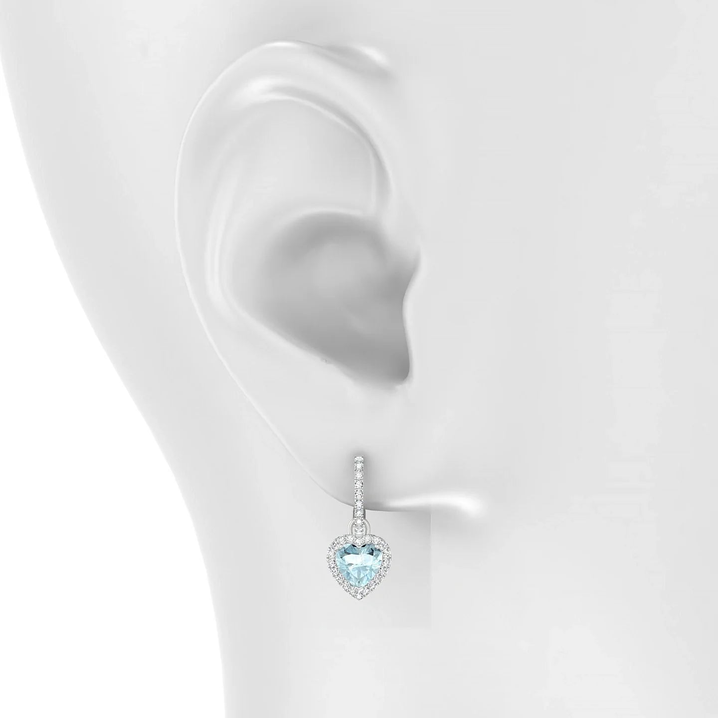 Sunrise | 18k White Gold 6 mm Heart Aquamarine Earrings