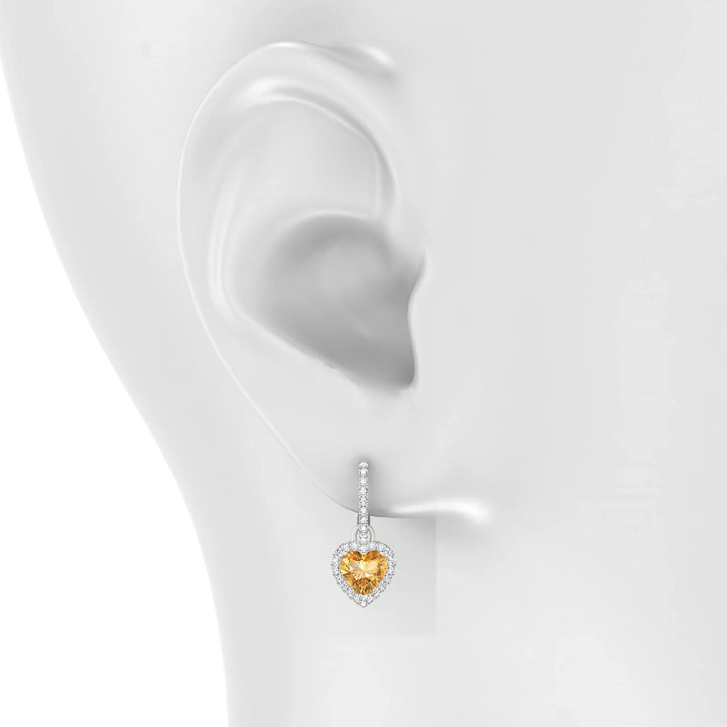Sunrise | 18k White Gold 6 mm Heart Citrine Earrings