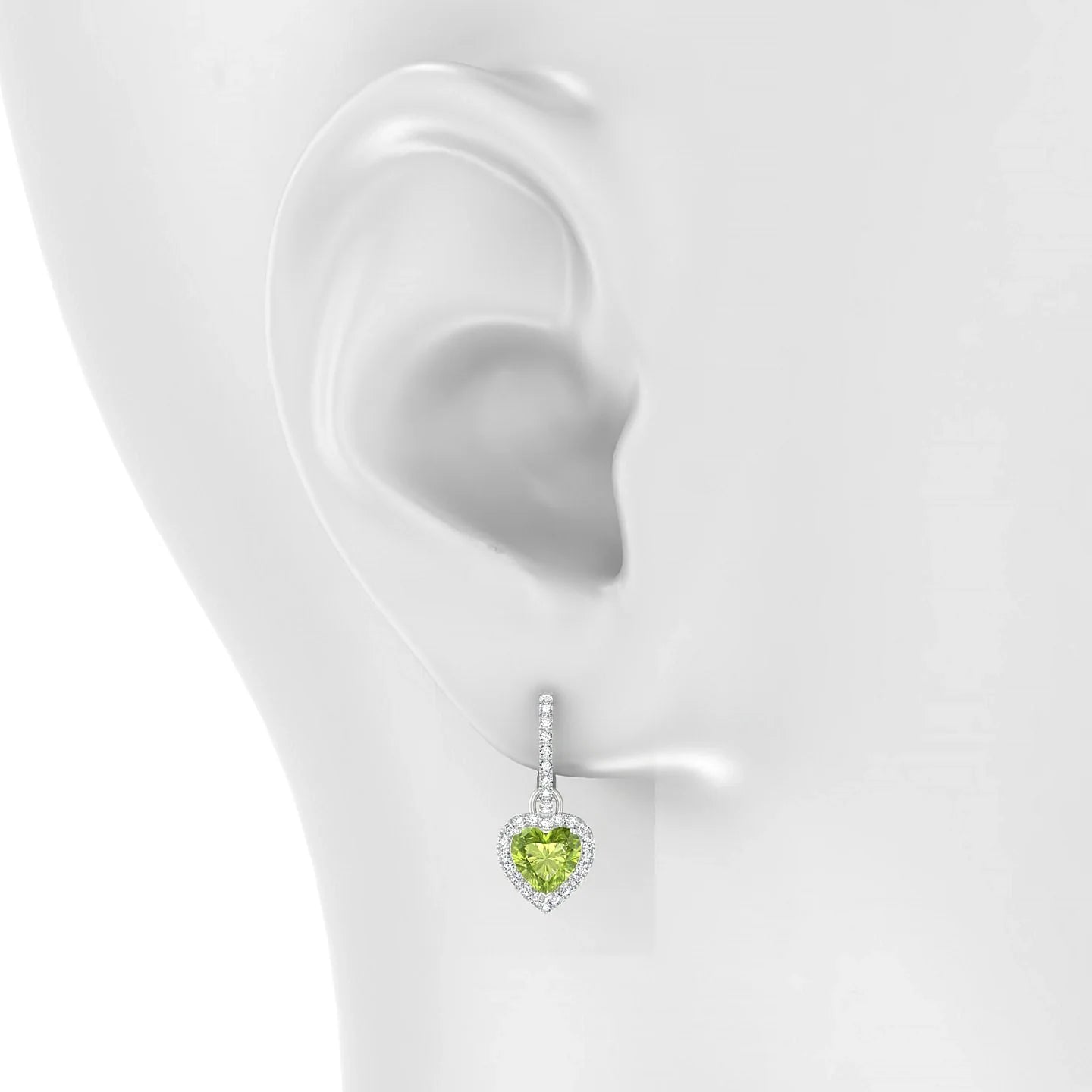 Sunrise | 18k White Gold 6 mm Heart Peridot Earrings