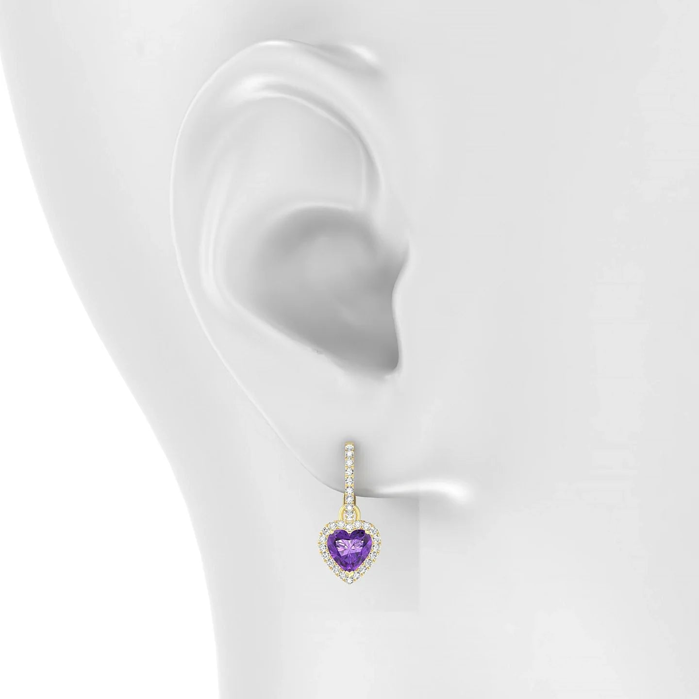 Sunrise | 18k Yellow Gold 6 mm Heart Amethyst Earrings