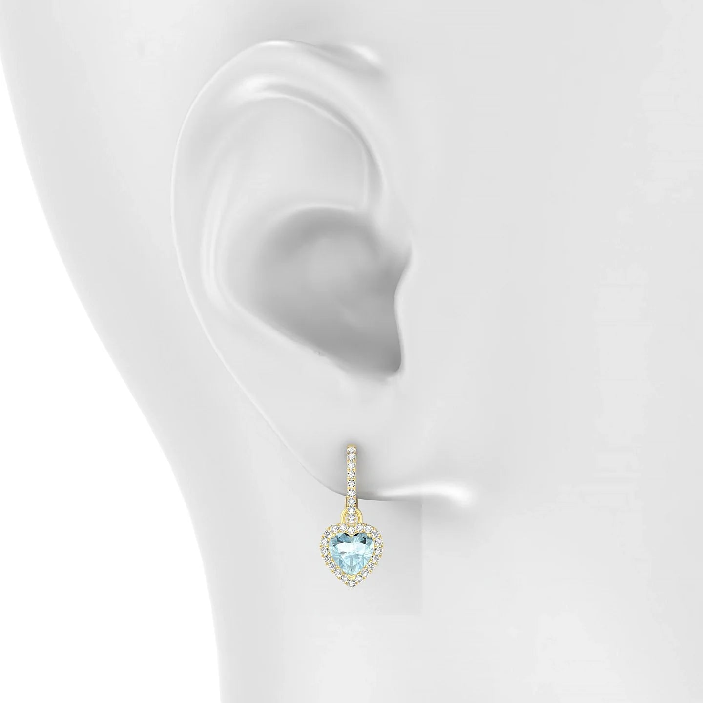Sunrise | 18k Yellow Gold 6 mm Heart Aquamarine Earrings