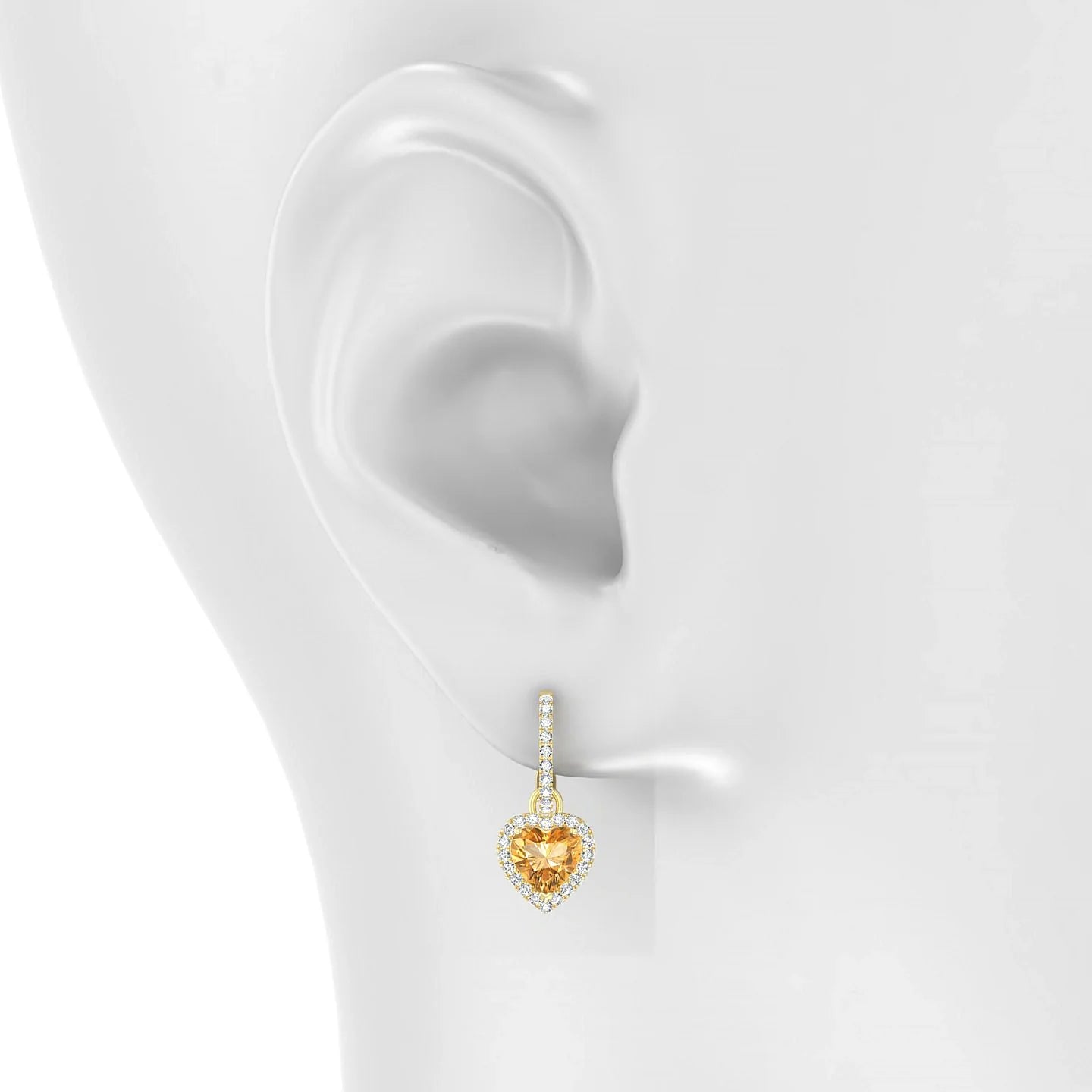 Sunrise | 18k Yellow Gold 6 mm Heart Citrine Earrings