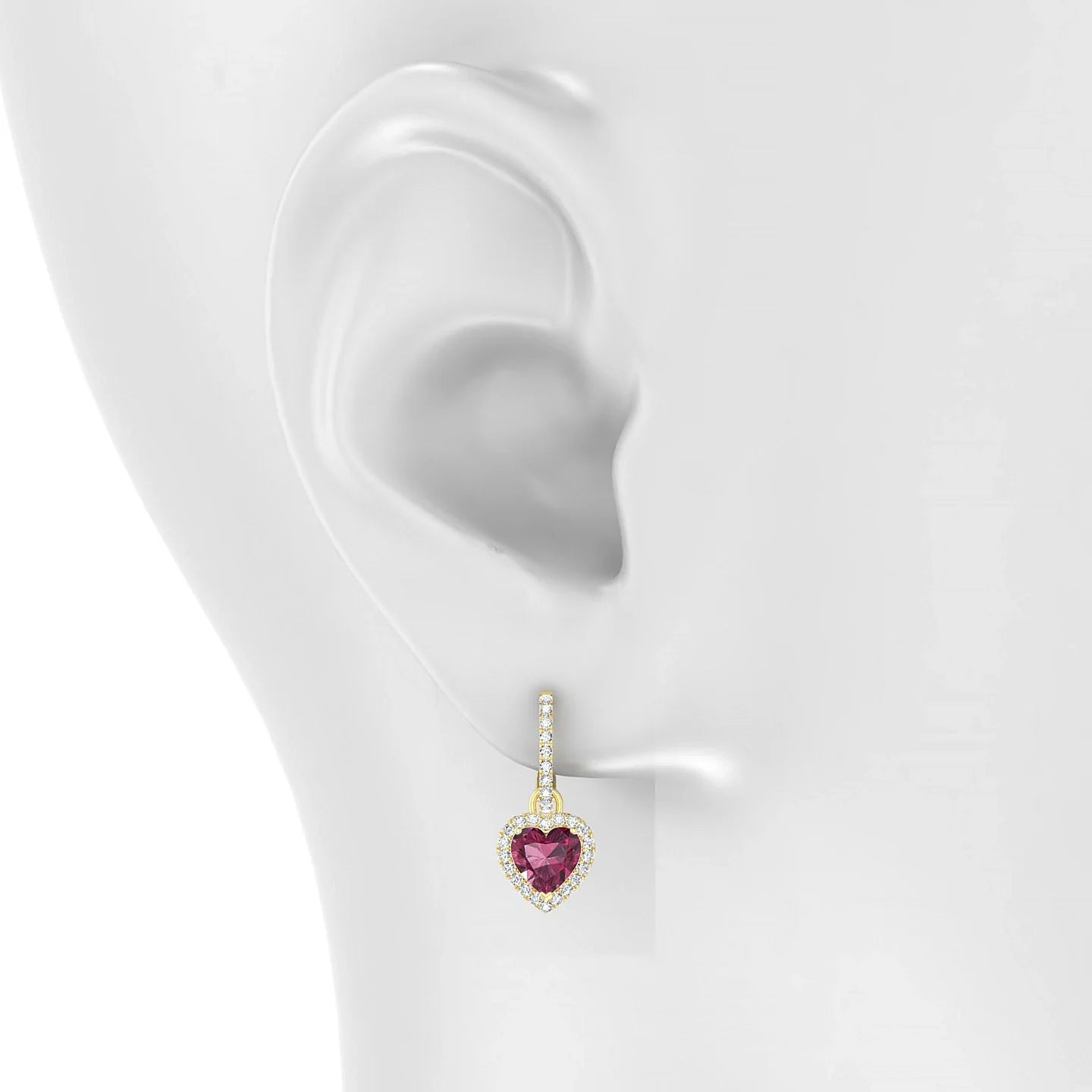 Sunrise | 18k Yellow Gold 6 mm Heart Rhodolite Earrings