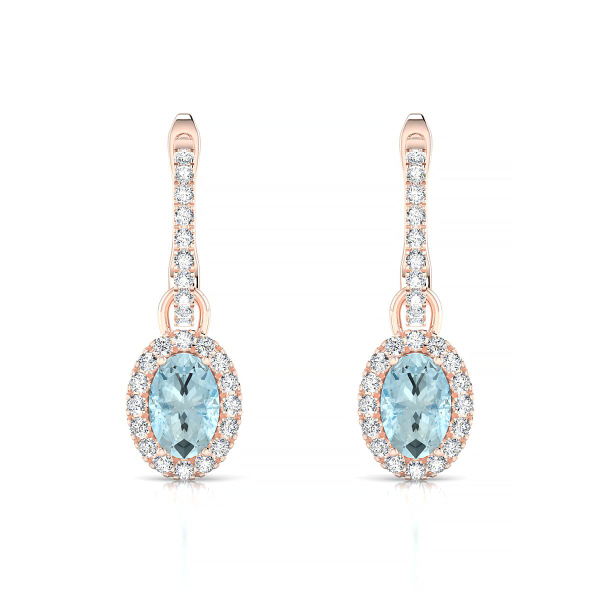 Sunrise | 18k Rose Gold 6 x 4 mm Oval Aquamarine Earrings