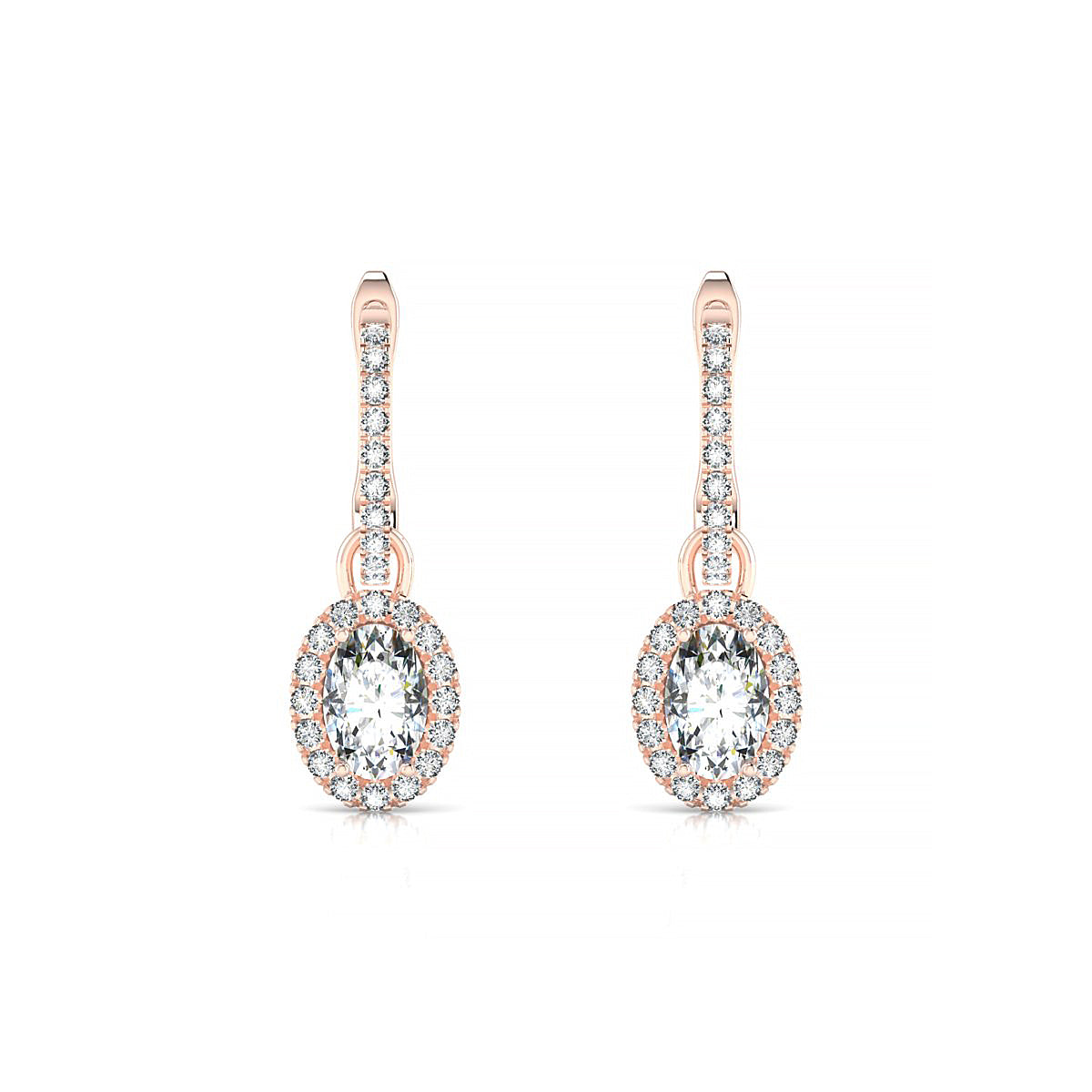 Sunrise | 18k Rose Gold 6 x 4 mm Oval Diamond Earrings