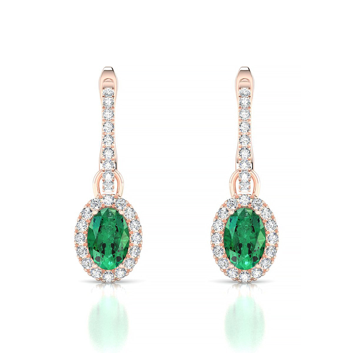 Sunrise | 18k Rose Gold 6 x 4 mm Oval Emerald Earrings