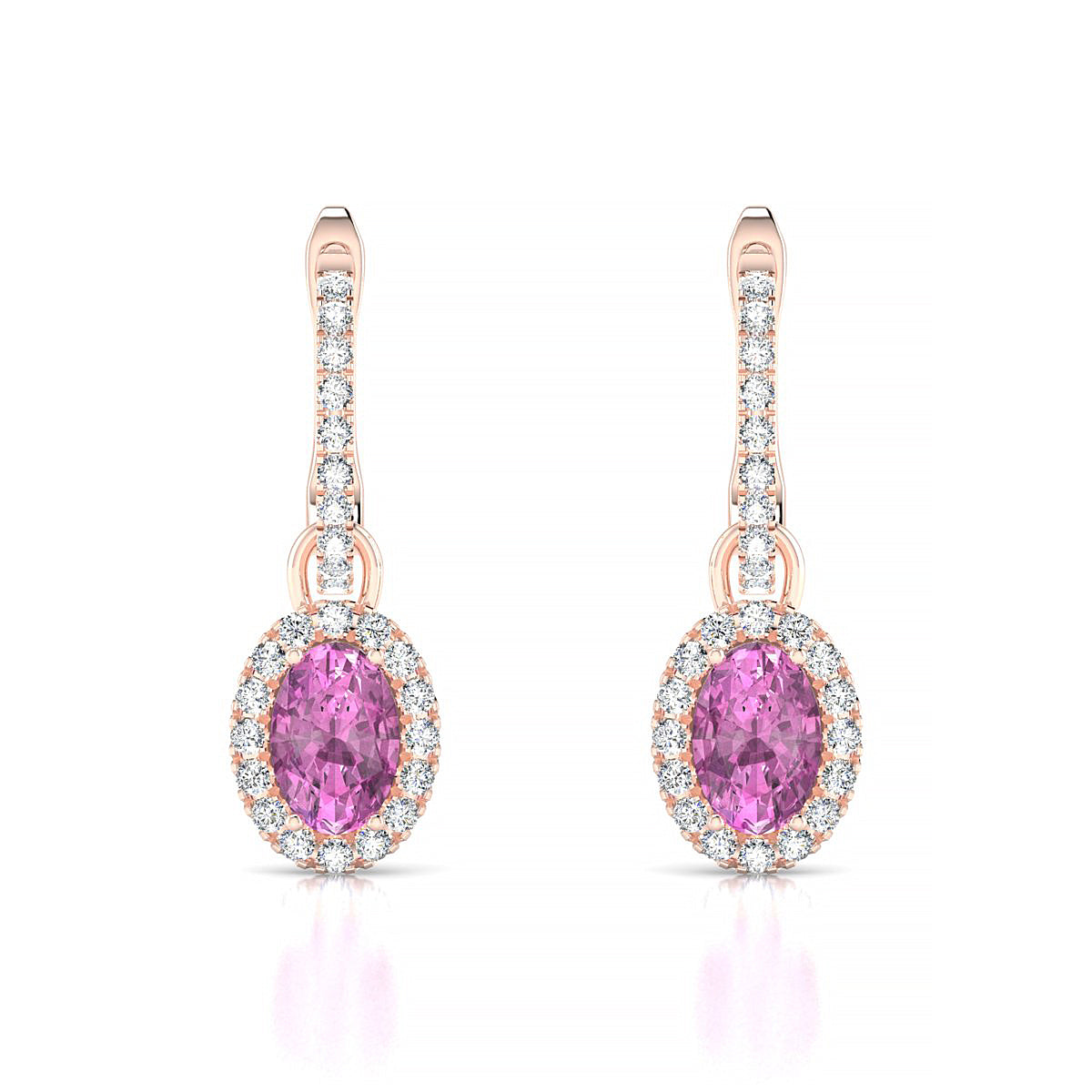 Sunrise | 18k Rose Gold 6 x 4 mm Oval Pink Sapphire Earrings