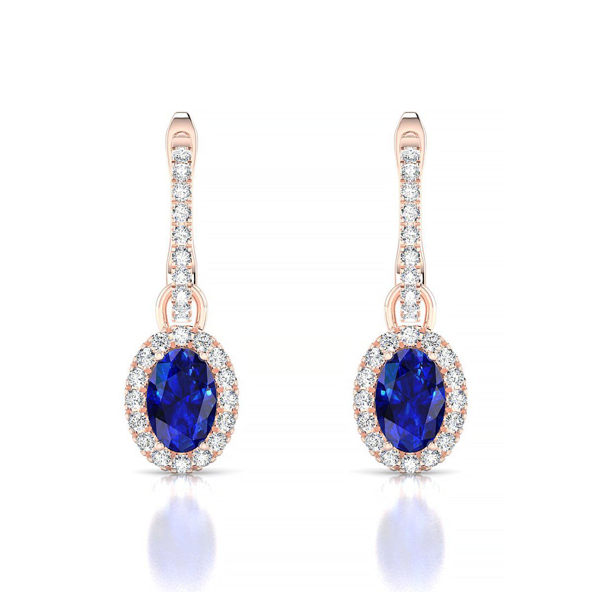 Sunrise | 18k Rose Gold 6 x 4 mm Oval Sapphire Earrings