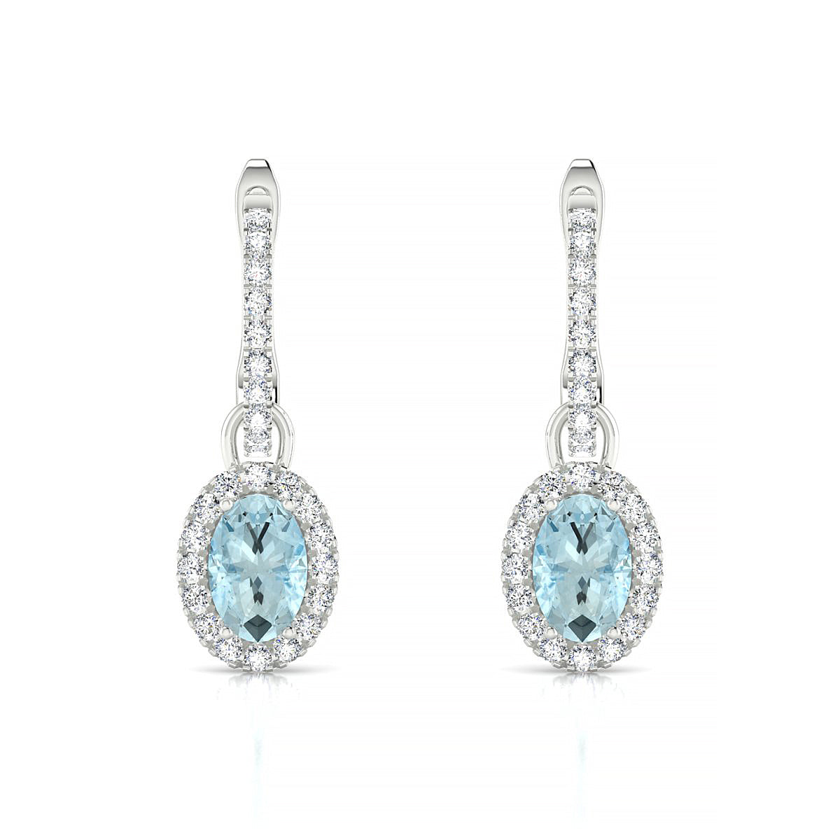 Sunrise | 18k White Gold 6 x 4 mm Oval Aquamarine Earrings