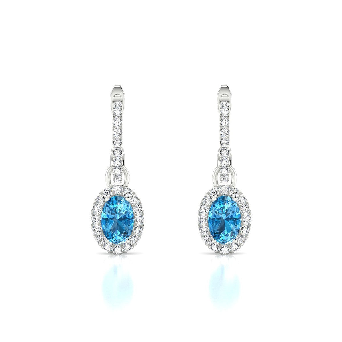 Sunrise | 18k White Gold 6 x 4 mm Oval Topaz Earrings