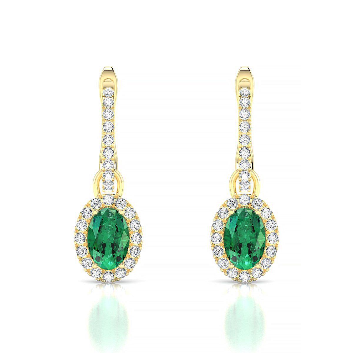 Sunrise | 18k Yellow Gold 6 x 4 mm Oval Emerald Earrings