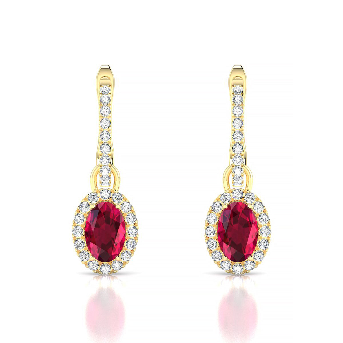 Sunrise | 18k Yellow Gold 6 x 4 mm Oval Ruby Earrings