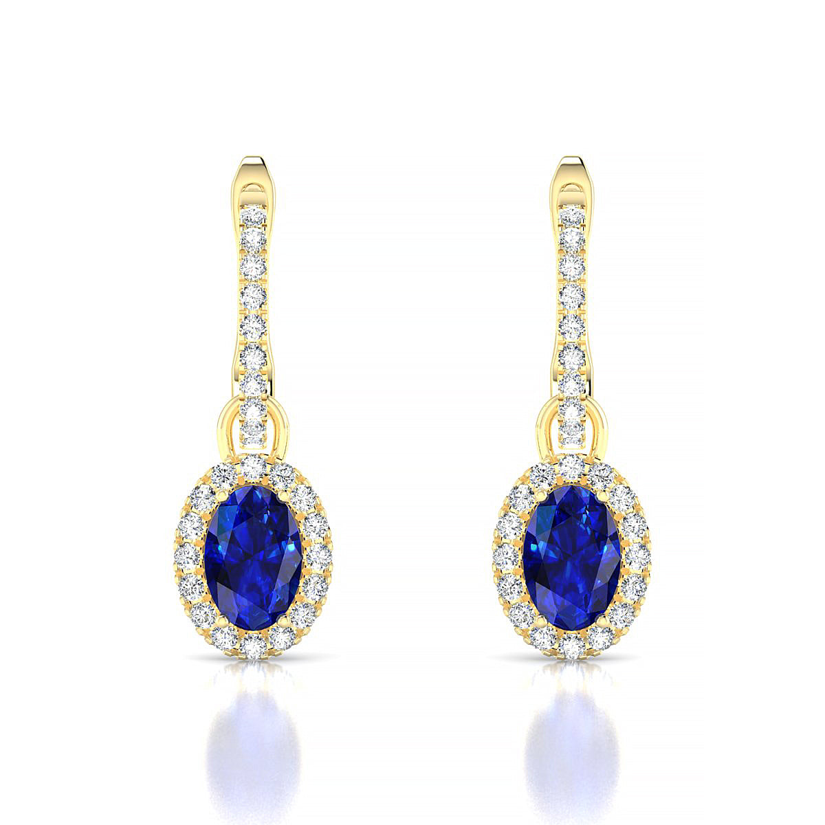 Sunrise | 18k Yellow Gold 6 x 4 mm Oval Sapphire Earrings