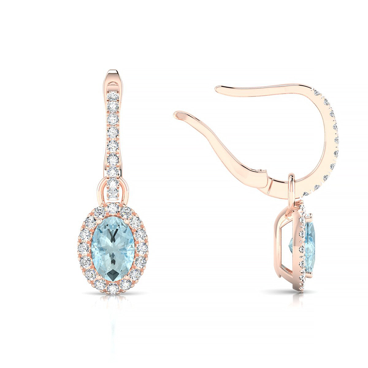 Sunrise | 18k Rose Gold 6 x 4 mm Oval Aquamarine Earrings