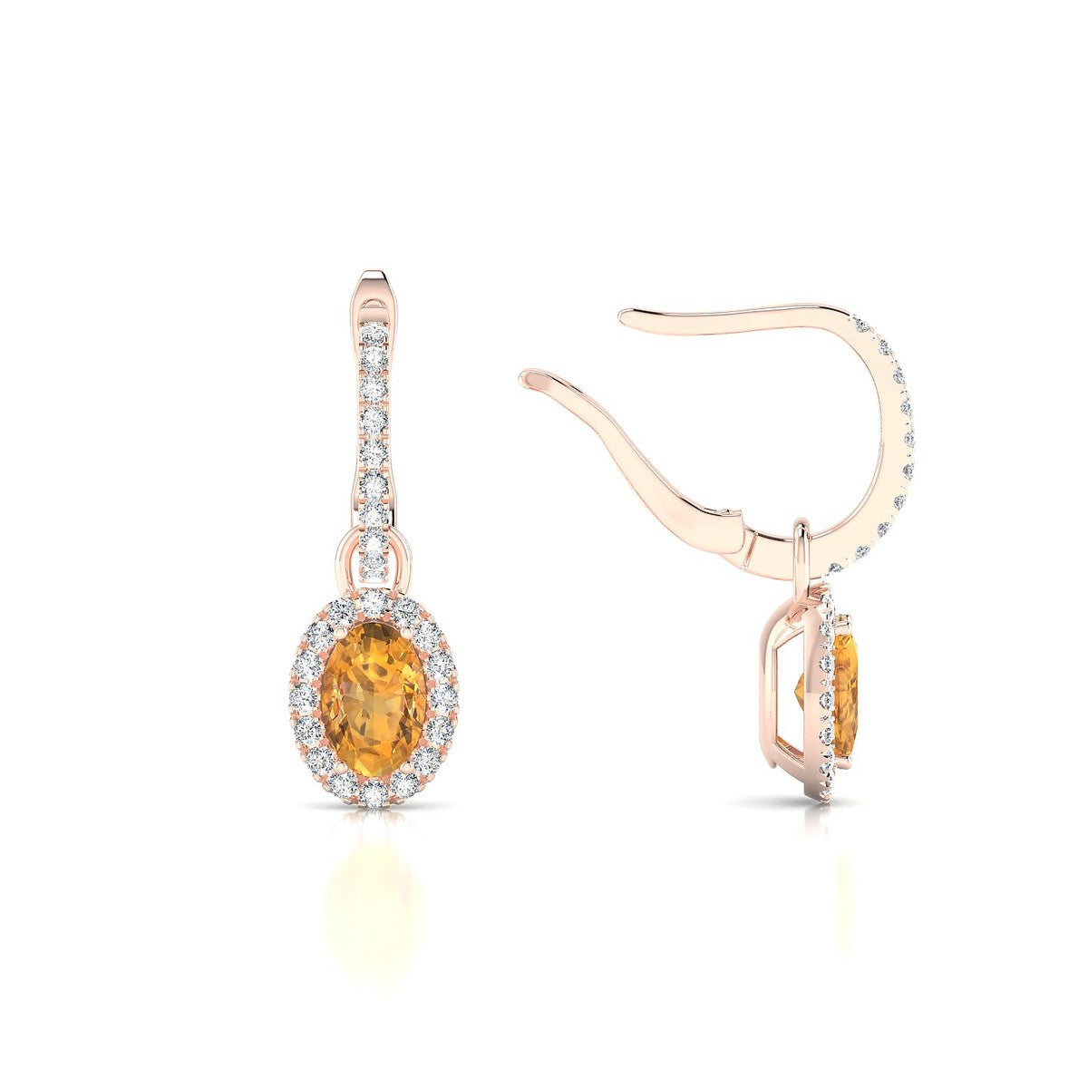 Sunrise | 18k Rose Gold 6 x 4 mm Oval Citrine Earrings
