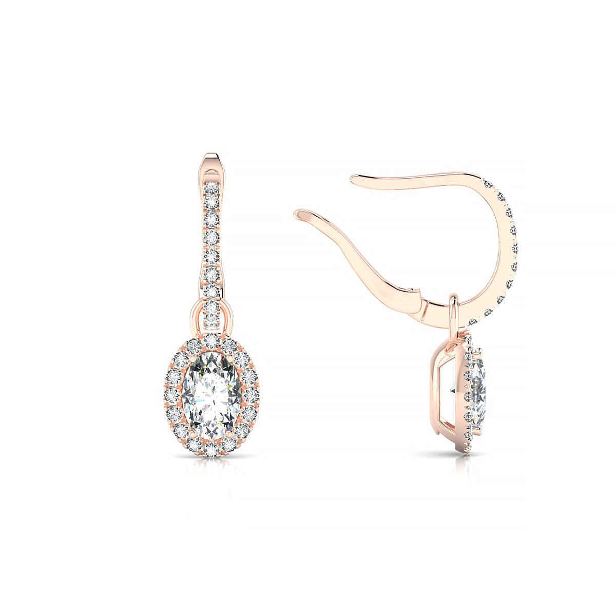 Sunrise | 18k Rose Gold 6 x 4 mm Oval Diamond Earrings