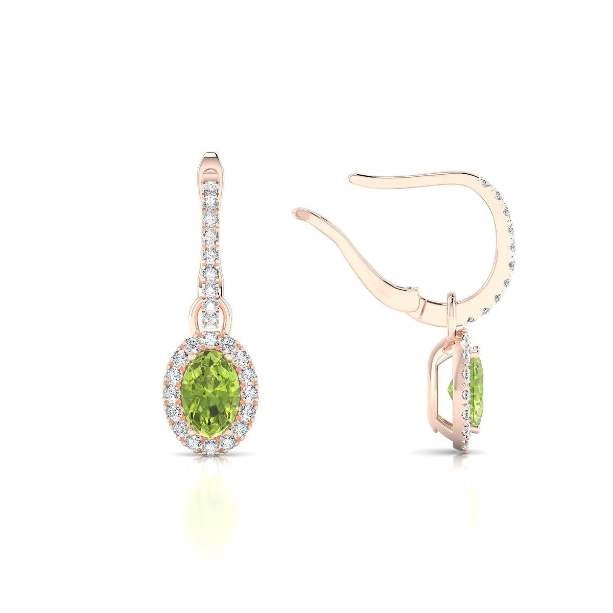 Sunrise | 18k Rose Gold 6 x 4 mm Oval Peridot Earrings