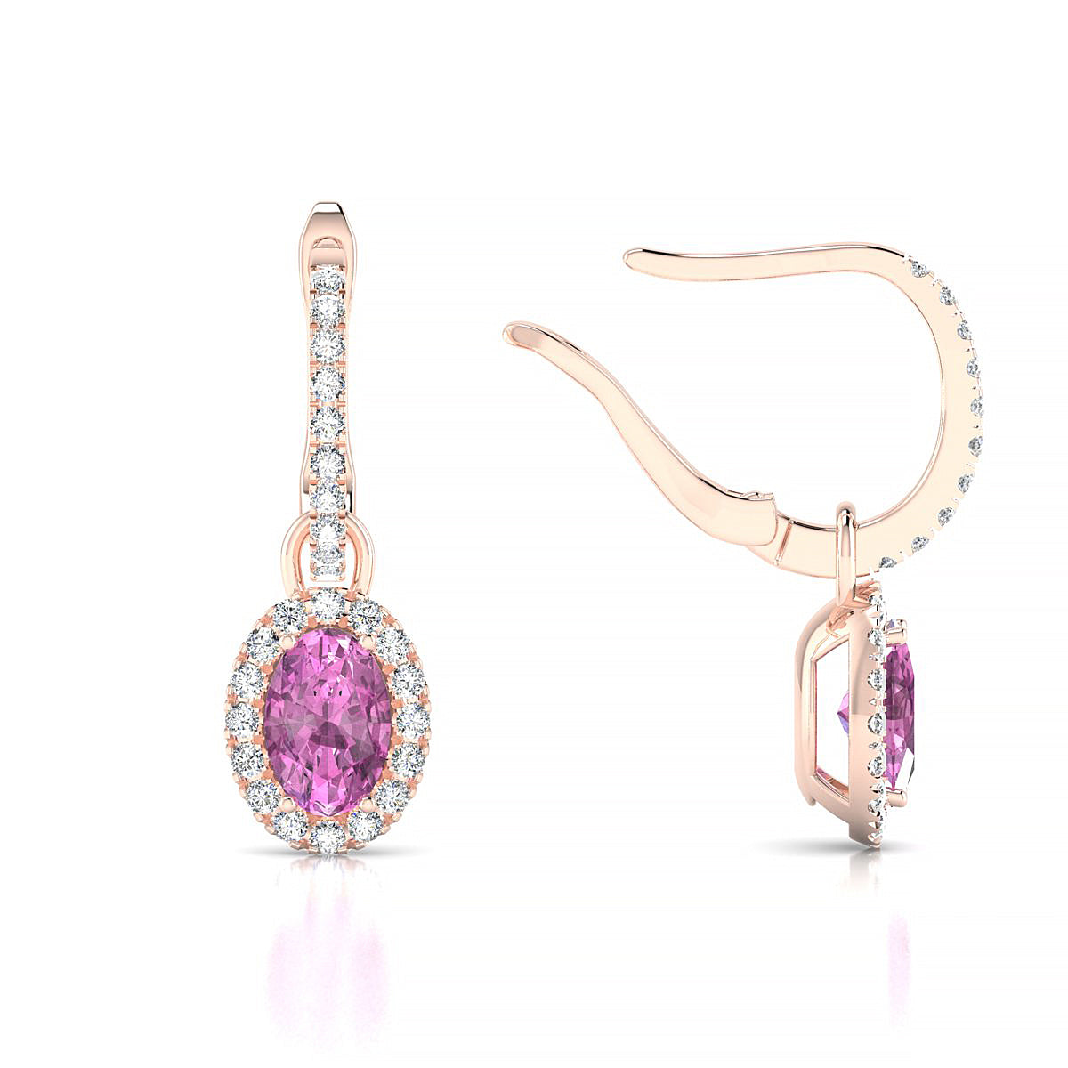 Sunrise | 18k Rose Gold 6 x 4 mm Oval Pink Sapphire Earrings