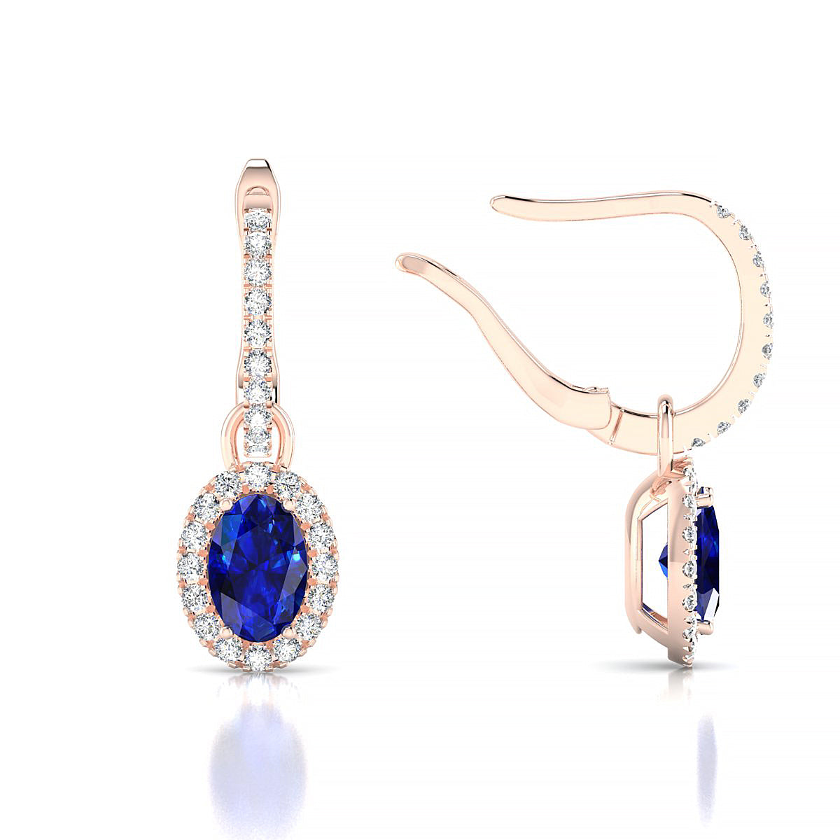 Sunrise | 18k Rose Gold 6 x 4 mm Oval Sapphire Earrings