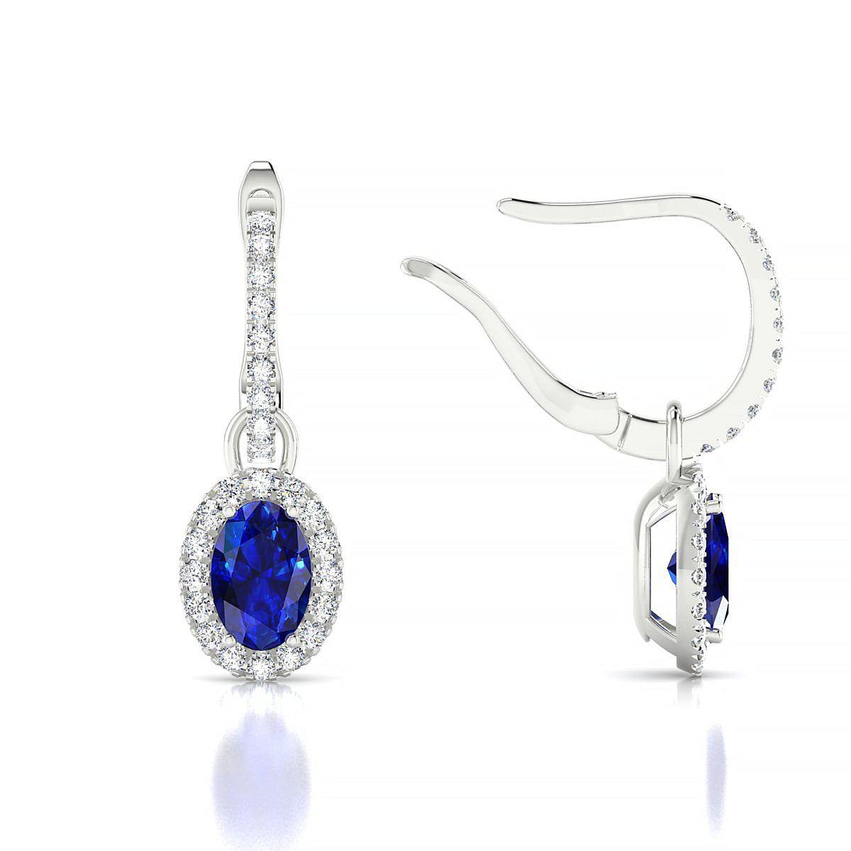 Sunrise | 18k White Gold 6 x 4 mm Oval Sapphire Earrings