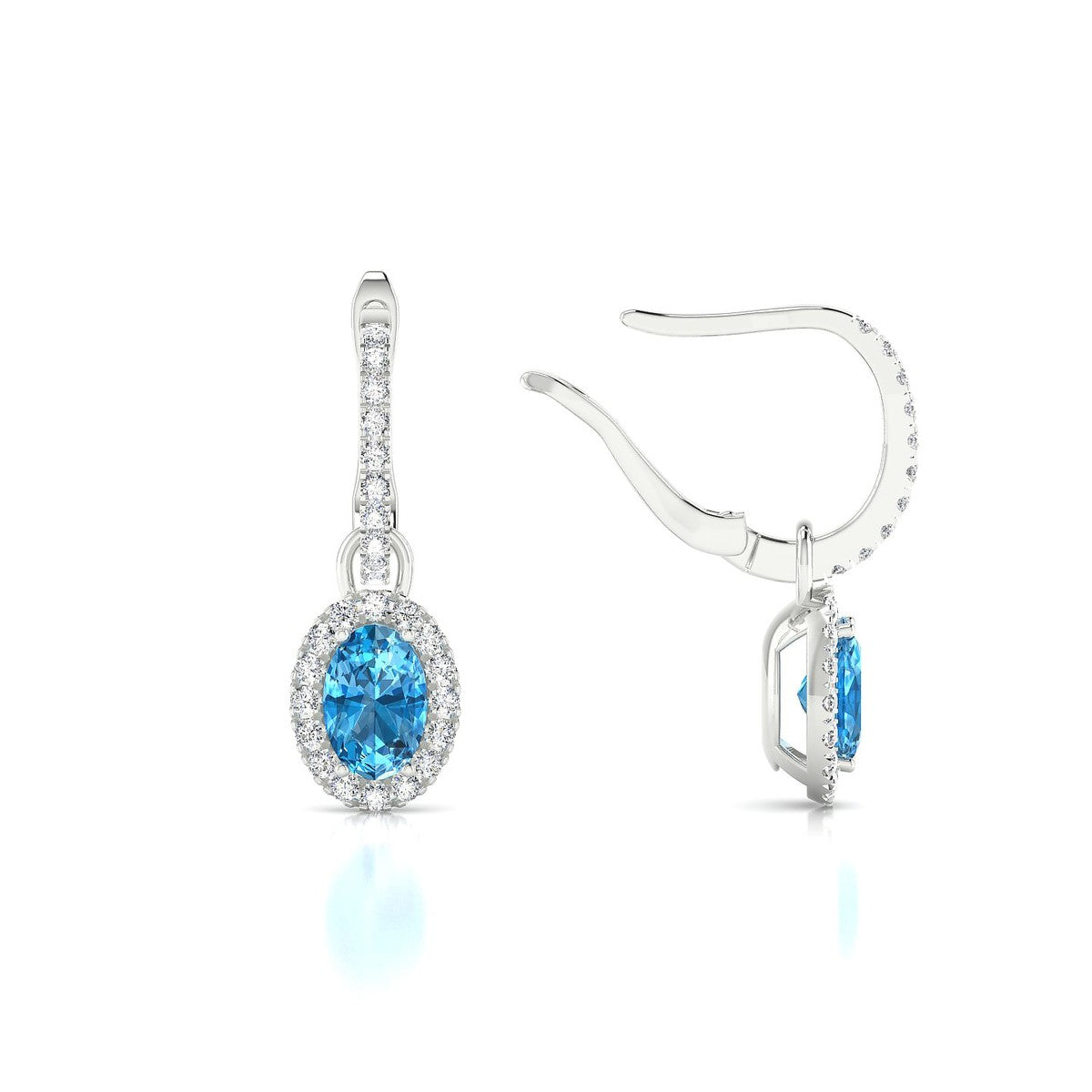 Sunrise | 18k White Gold 6 x 4 mm Oval Topaz Earrings