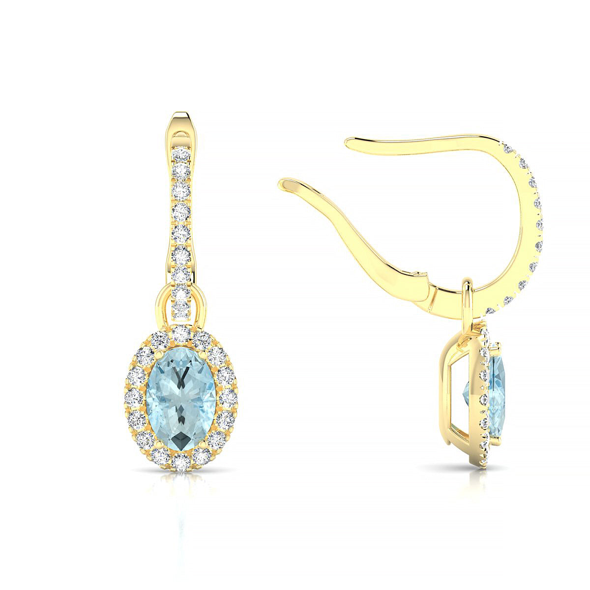 Sunrise | 18k Yellow Gold 6 x 4 mm Oval Aquamarine Earrings