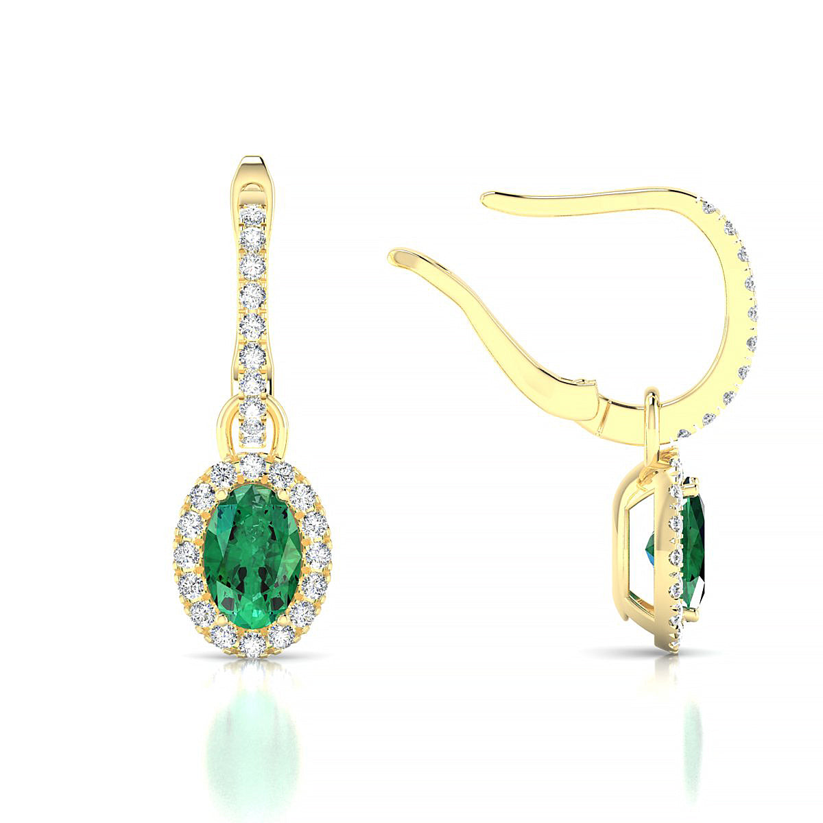 Sunrise | 18k Yellow Gold 6 x 4 mm Oval Emerald Earrings