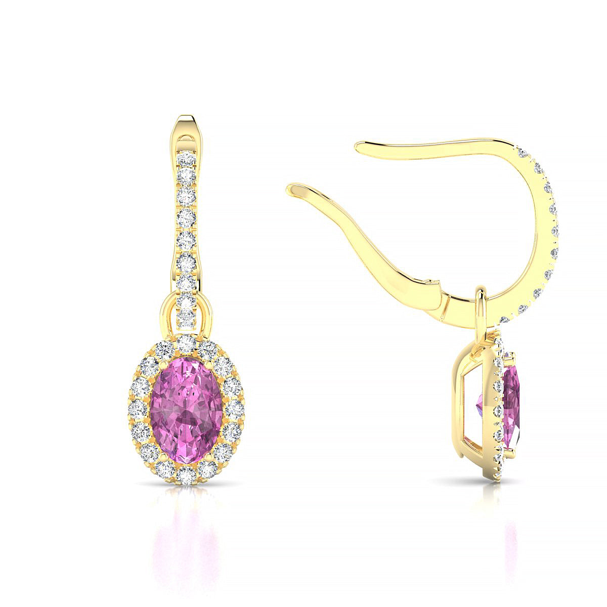 Sunrise | 18k Yellow Gold 6 x 4 mm Oval Pink Sapphire Earrings