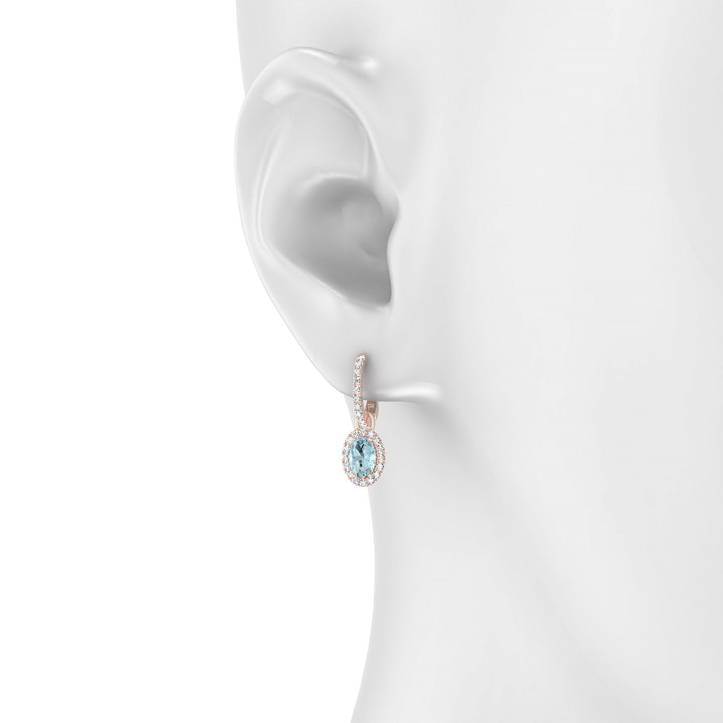Sunrise | 18k Rose Gold 6 x 4 mm Oval Aquamarine Earrings