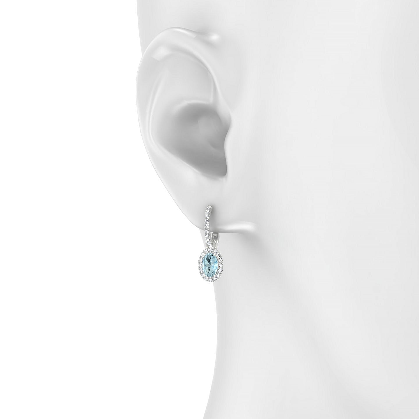 Sunrise | 18k White Gold 6 x 4 mm Oval Aquamarine Earrings