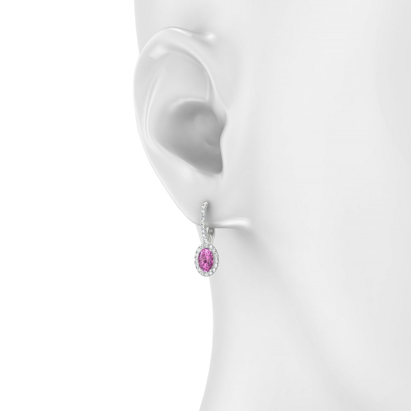 Sunrise | 18k White Gold 6 x 4 mm Oval Pink Sapphire Earrings